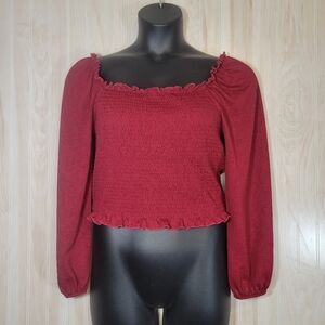 Inspired Hearts Women's Red Smocked Top Sz XL